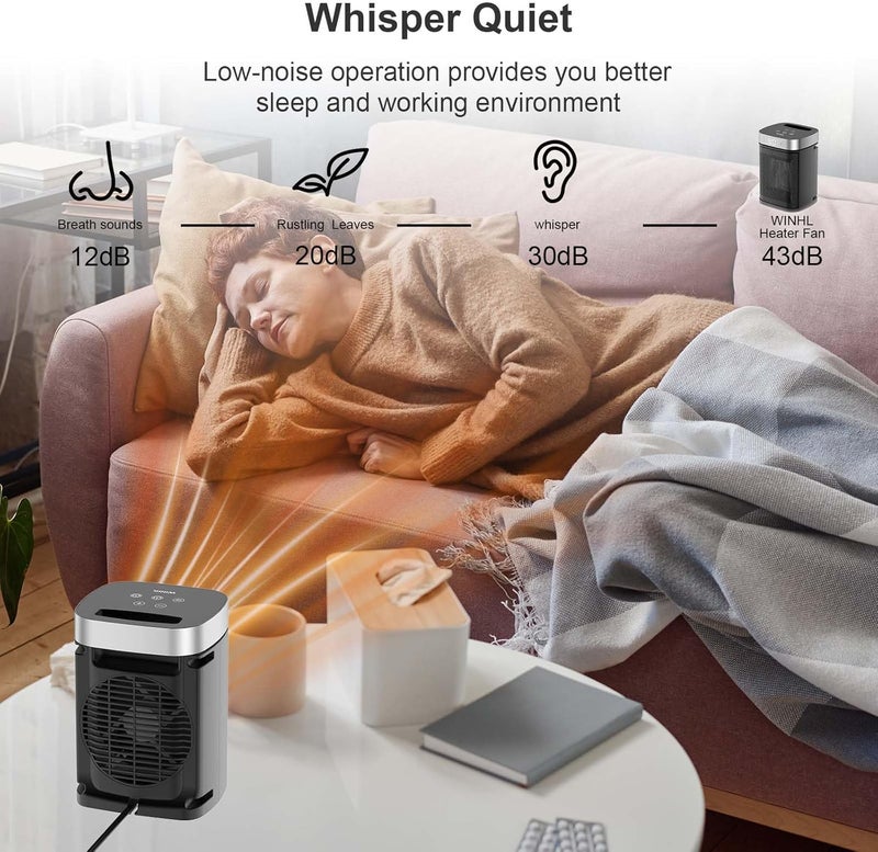 WINHL Portable Space Heater, Three Heating Modes (700W/1000W/1500W), with Remote Control, 1-12H Timer Electric Heaters, Ideal for Home, Office, and Bedroom Indoor Use - Image 4